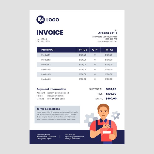 Tech repair invoice template