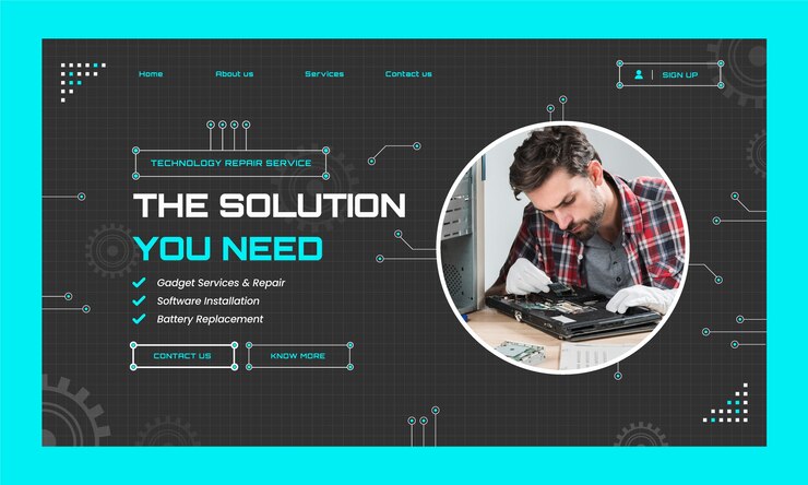 Free Vector tech repair landing page template