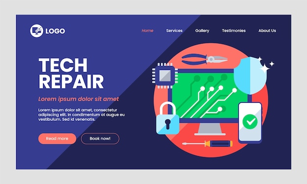 Tech repair landing page template