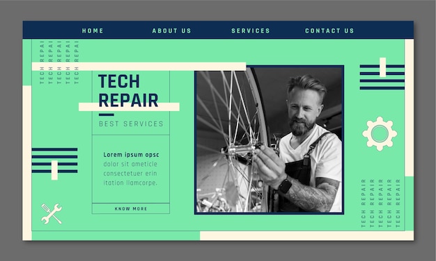 テクニカル修理のランディングページのテンプレート