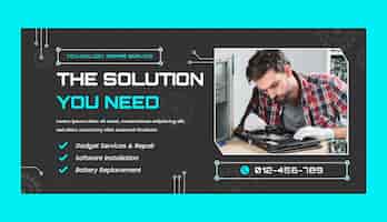 Free vector tech repair sale banner template