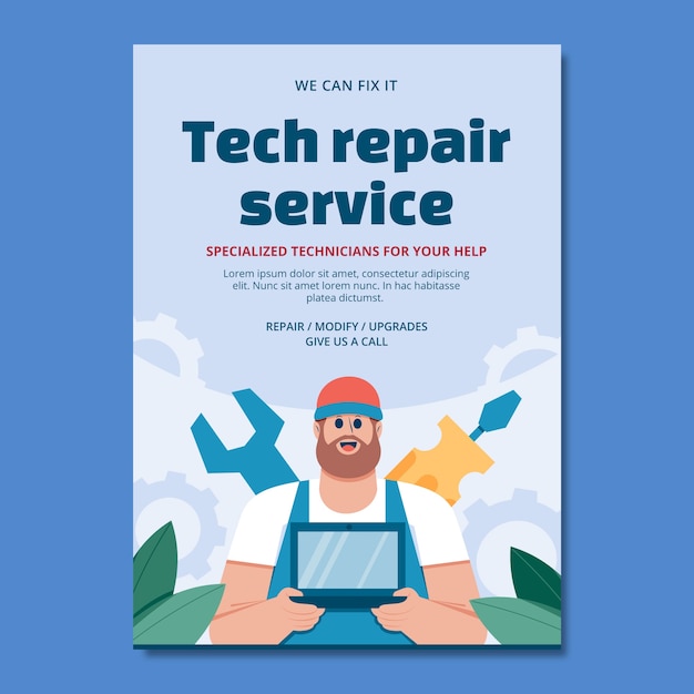 Free vector tech repair template design