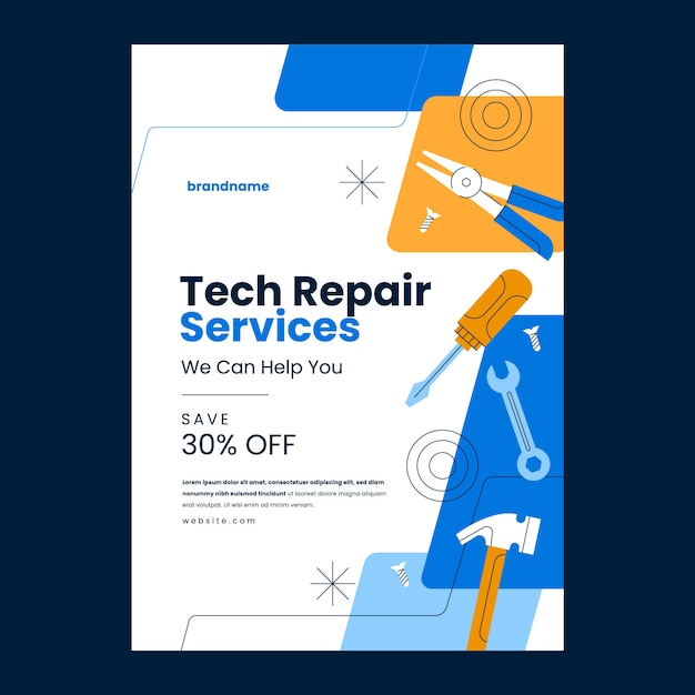 Free vector tech repair template design