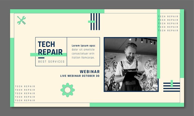 Free vector tech repair webinar template