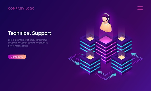 Free vector technical support or online assistant isometric