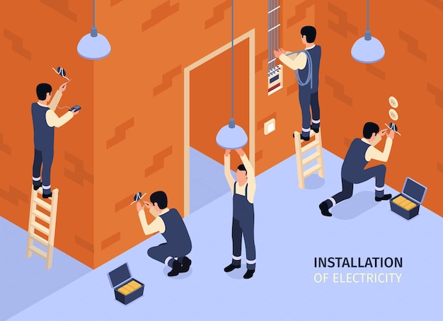 Free vector technicians isometric illustration