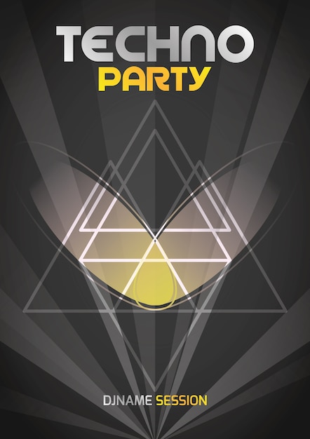 Free vector techno party poster