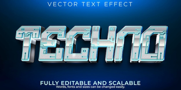 Бесплатное векторное изображение Эффект техно текста, редактируемый стиль робота и машинного текста