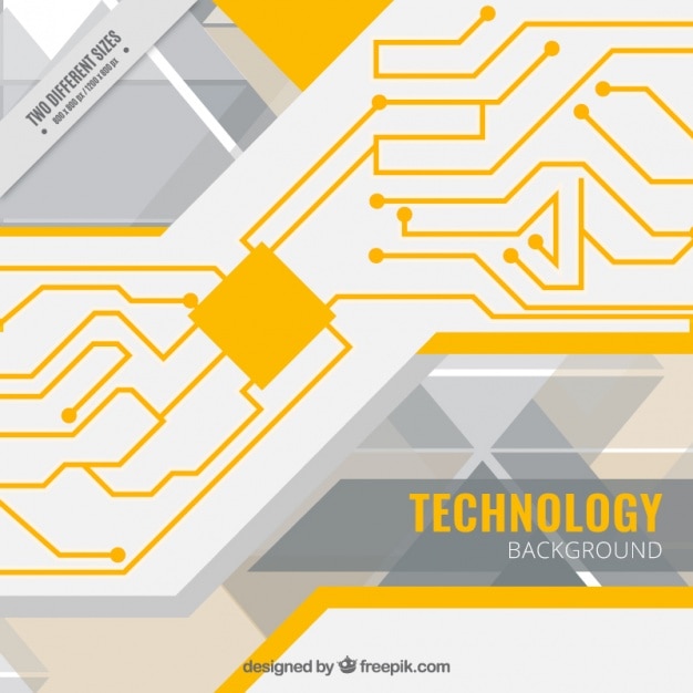 Бесплатное векторное изображение Технологический фон с желтой схемой