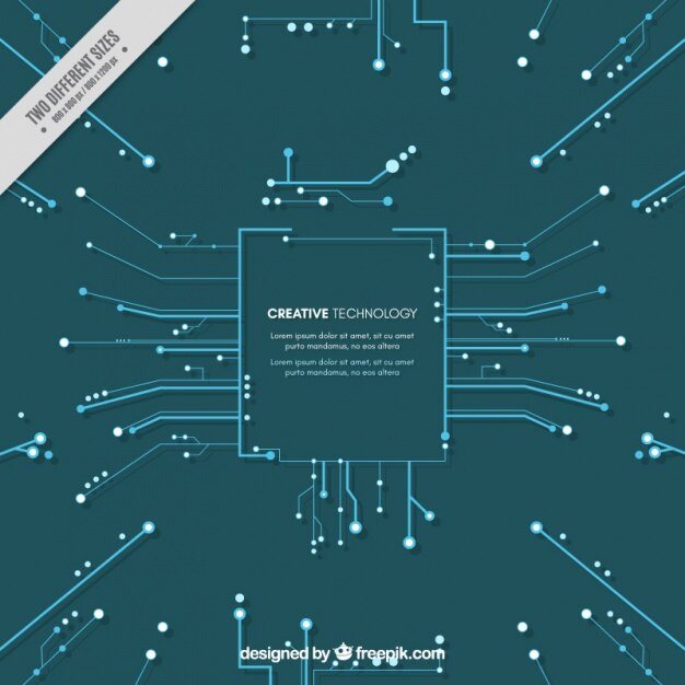 Free Vector technological background with blue circuits
