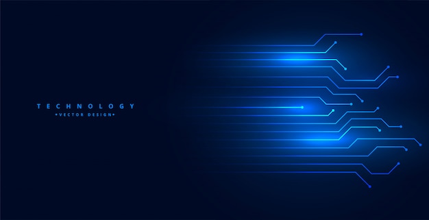 Technological background with circuit lines diagram in blue color