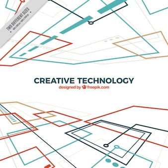 Technological background with circuits in perspective