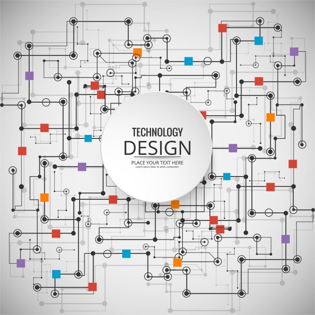 Free Vector technological background with colorful links