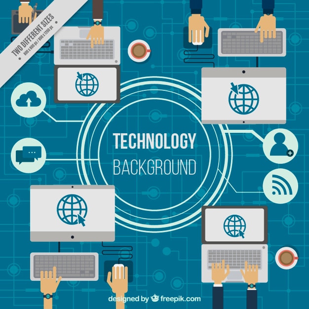 Technological background with computers