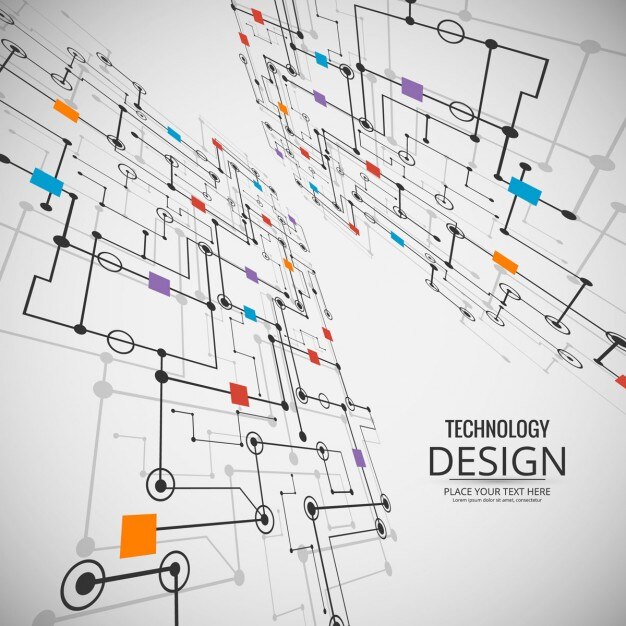 Free Vector technological background with links and circuits