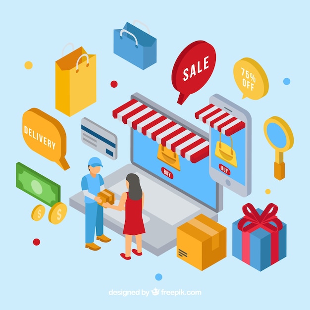 Free vector technological devices and shopping elements