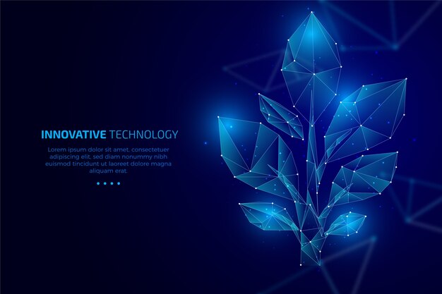 Technological ecology concept with leaves
