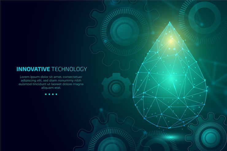 Free Vector technological ecology concept with water drop