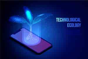 Free vector technological ecology concept