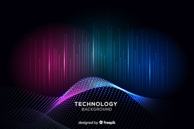 無料Vector 技術的な落下粒子の暗い背景