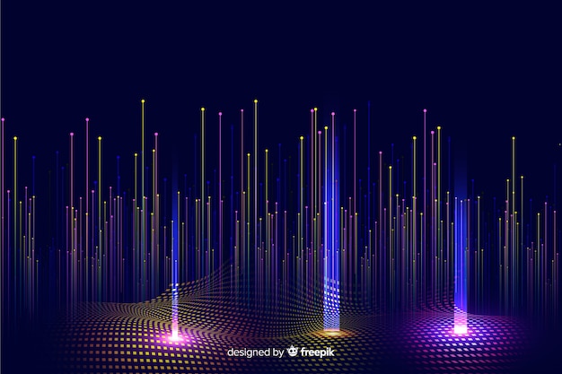 Gradiente tecnologico che cade sfondo di particelle