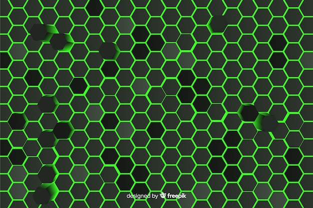 Technological honeycomb background in green