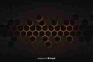 Free vector technological honeycomb black and golden background