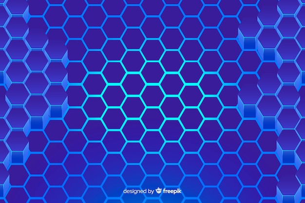 Technological honeycomb blue background