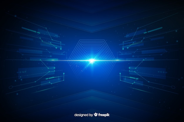 Free vector technological interface light tunnel background