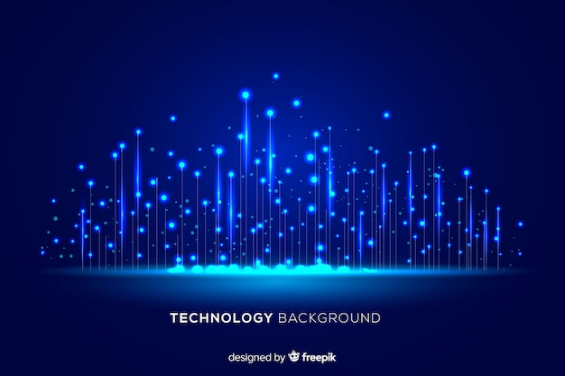 Free vector technological light particles falling background