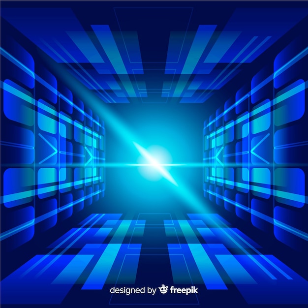 Бесплатное векторное изображение Технологический свет туннеля фон плоский дизайн