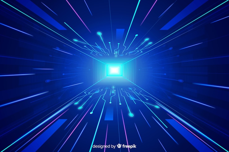 無料Vector 技術的な光のトンネルの未来的な背景
