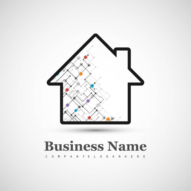 Technological logo with a house