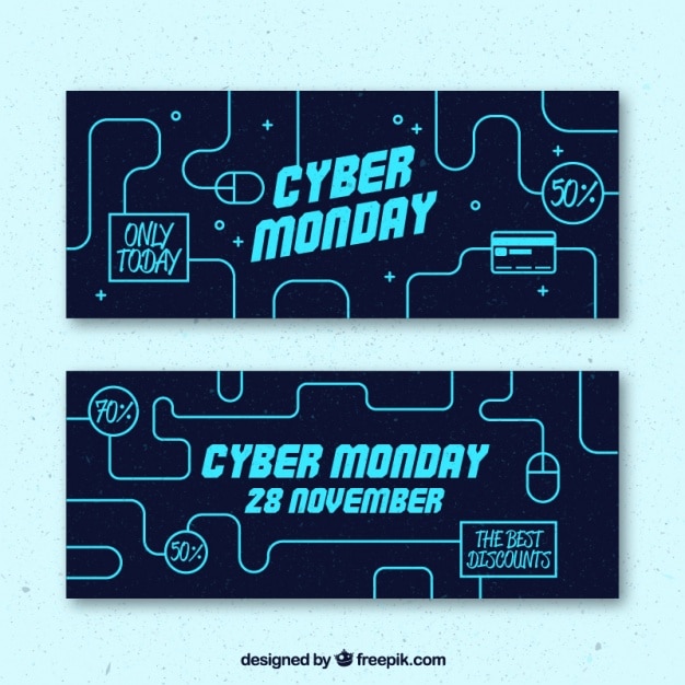 Technological sale banners of cyber monday