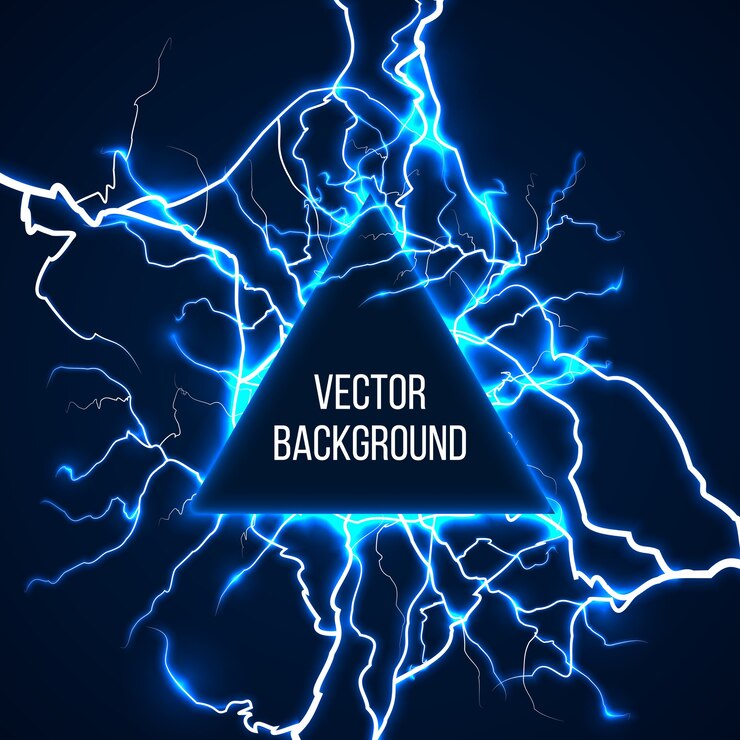 Free Vector technological and scientific background with lightnings. energy light, flash electric, shock electricity storm, power charge, vector illustration