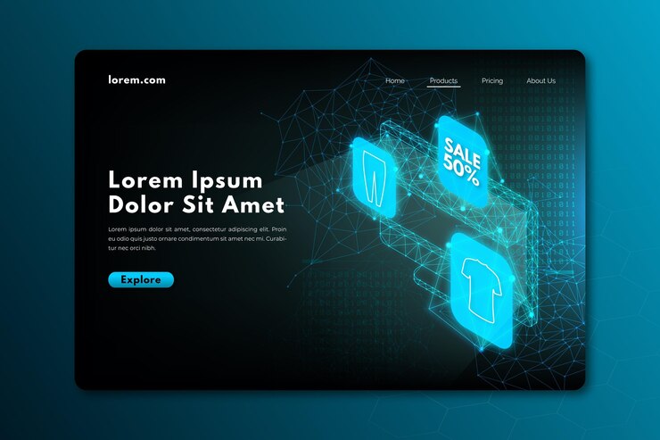 Free Vector technological shopping online landing page