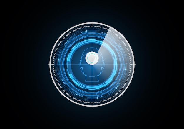 Technology abstract future power volumn button human head radar security circle background vector illustration