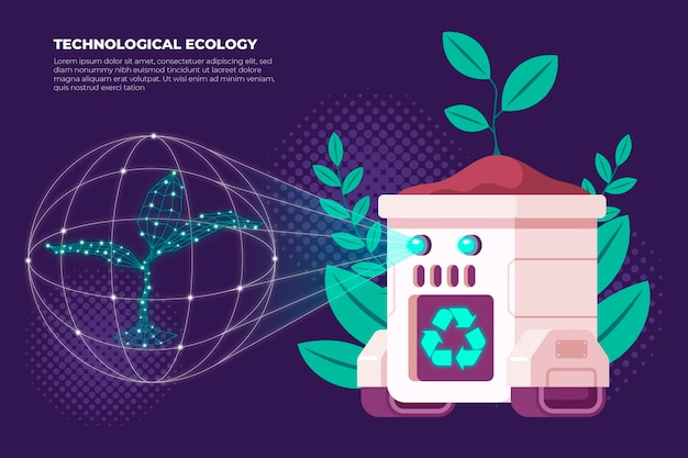 Бесплатное векторное изображение Технологии и установки для экологической концепции