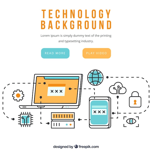 Technology background in flat style