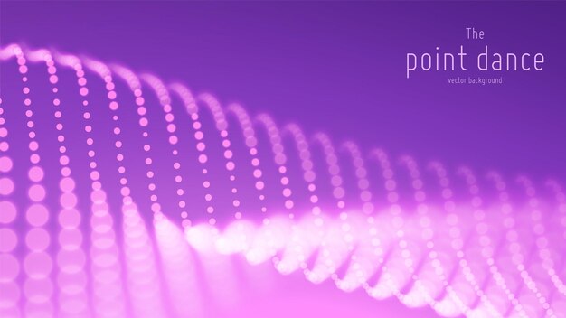 抽象的な紫色の粒子波と技術の背景