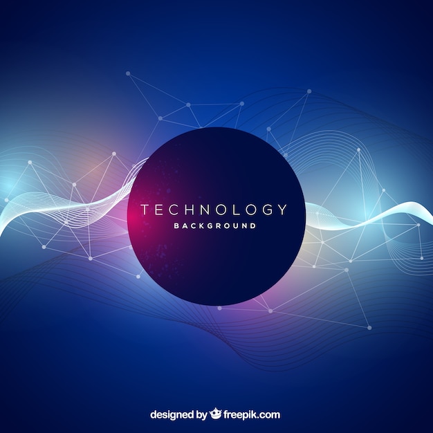 Technology background with abstract waves