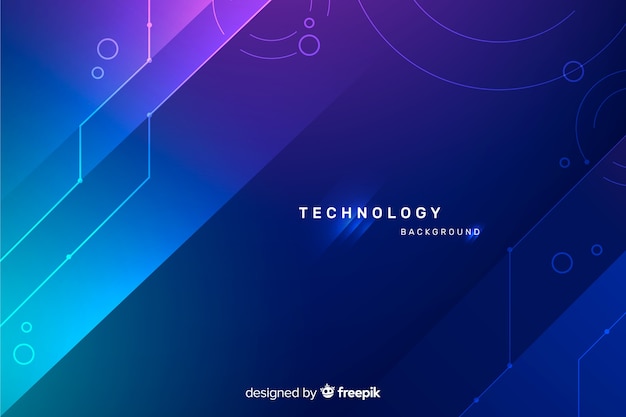 Free vector technology background with blue abstract shapes