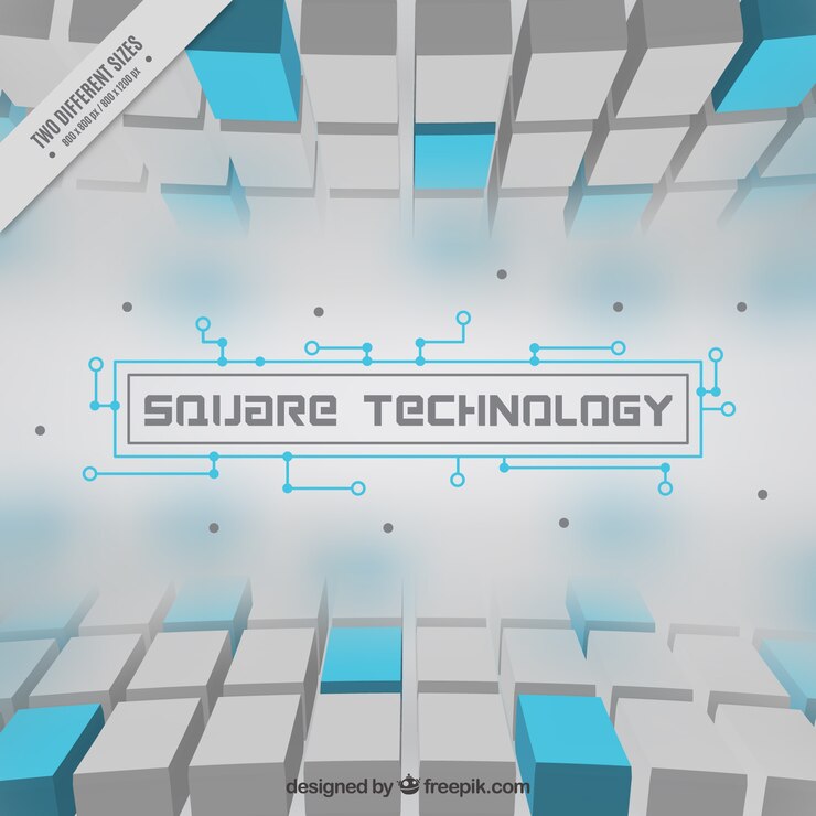 Free Vector technology background with blue squares