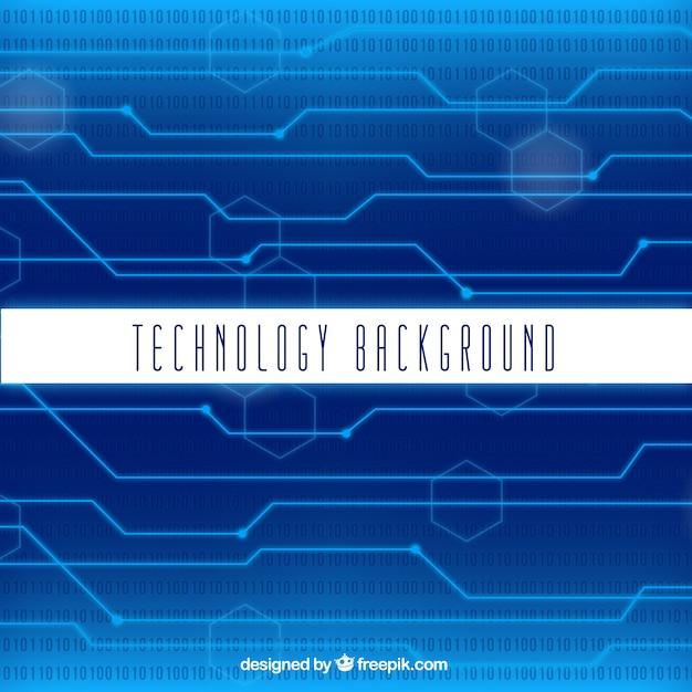 Free vector technology background with circuits and geometric figures