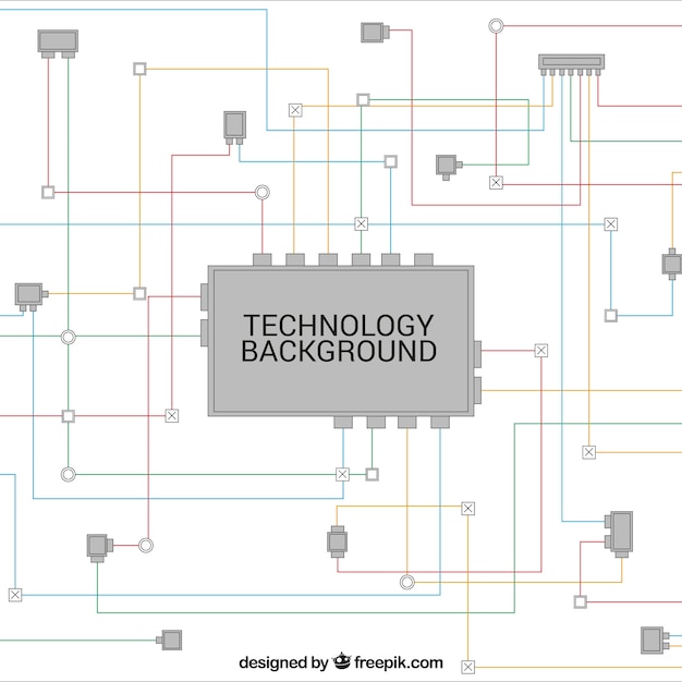 Technology background with colored lines