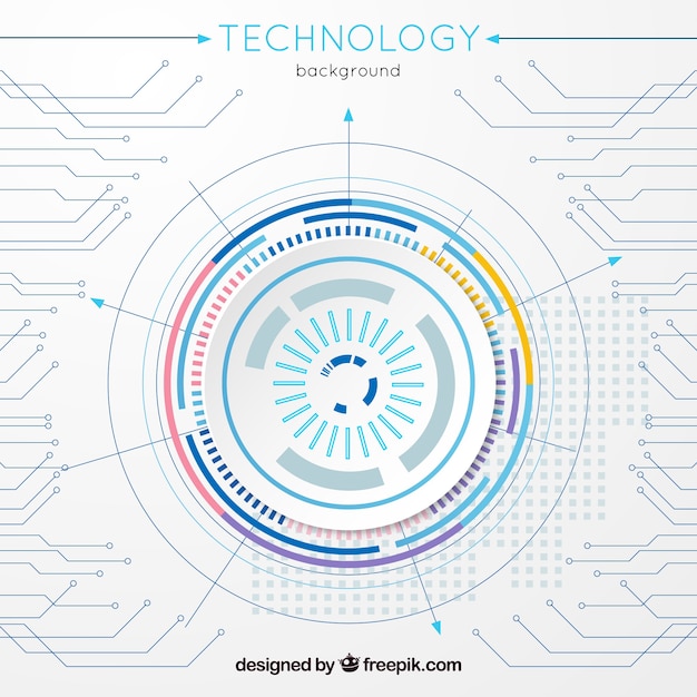 Technology background with connection in flat style