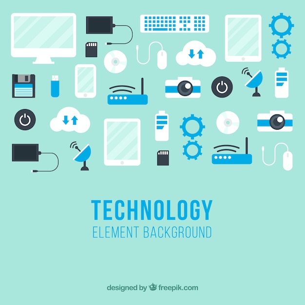 Technology background with devices in flat style