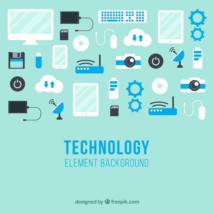 Free Vector technology background with devices in flat style