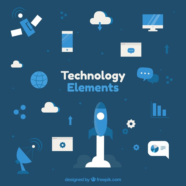 Technology background with devices in flat style