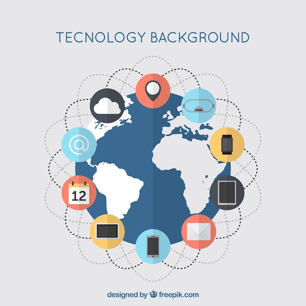 Free vector technology background with elements connected